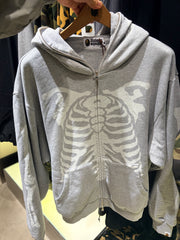 BAPE 25FW Skeleton Shark Heavy Washed Cropped Fit Full Zip Hoodie